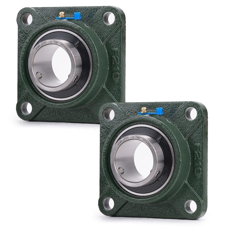 Xike 2 Pcs UCF210 Bore 50 mm Pillow Block Square Flange Mounted Ball Bearings, Solid Cast Iron Base and Self Aligning Chrome Steel Sealed Bearings. - Image 1
